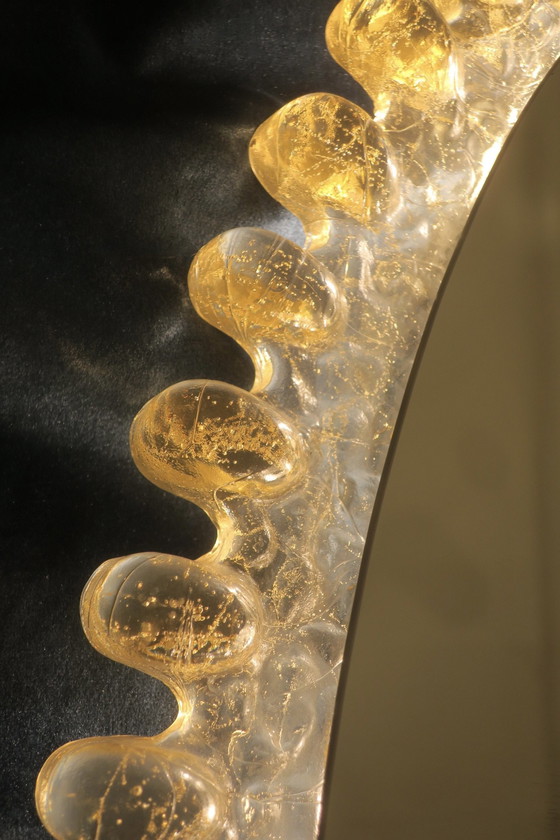 Image 1 of Egon Hillebrand Grote Ovale Lucite Verlichte Wandspiegel,