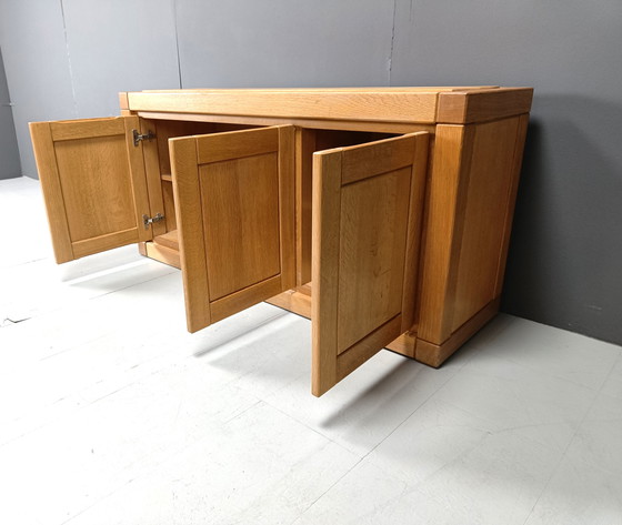 Image 1 of Vintage eikenhouten 3-deurs dressoir, jaren 1970