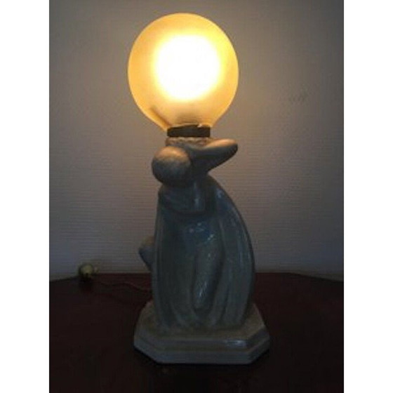 Image 1 of Vintage art deco lamp van gebarsten keramiek, 1930