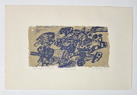 Image 1 of Gesigneerd; Guillaume Corneille Lithografie Ancienne Errance, 1962