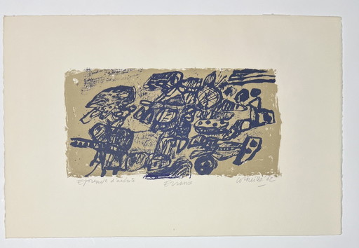 Gesigneerd; Guillaume Corneille Lithografie Ancienne Errance, 1962