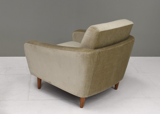 Image 1 of Vintage gebogen bank en fauteuil in origineel mohair