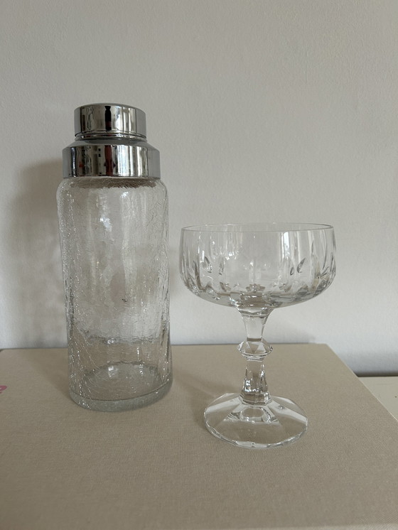 Image 1 of Vintage Cocktail Shaker Glas / Zilver