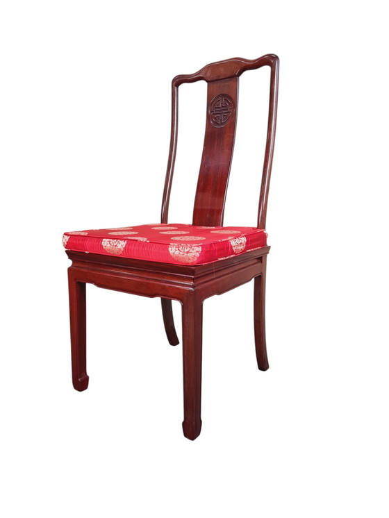 Image 1 of Stately Solid Rosewood Oriental Dining Room Chairs. - Chair (4) - Kingwood
