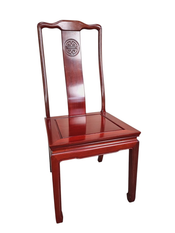 Image 1 of Stately Solid Rosewood Oriental Dining Room Chairs. - Chair (4) - Kingwood
