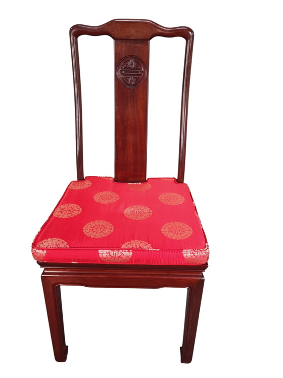 Image 1 of Stately Solid Rosewood Oriental Dining Room Chairs. - Chair (4) - Kingwood
