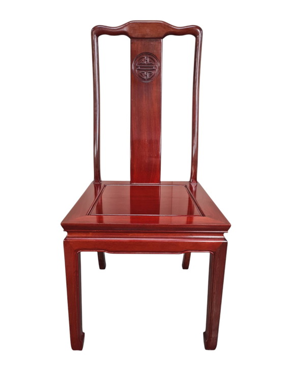 Image 1 of Stately Solid Rosewood Oriental Dining Room Chairs. - Chair (4) - Kingwood
