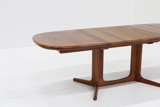 Vintage Deense Ovalen Uitschuifbare Eettafel Tafel Massief Teak Glostrup