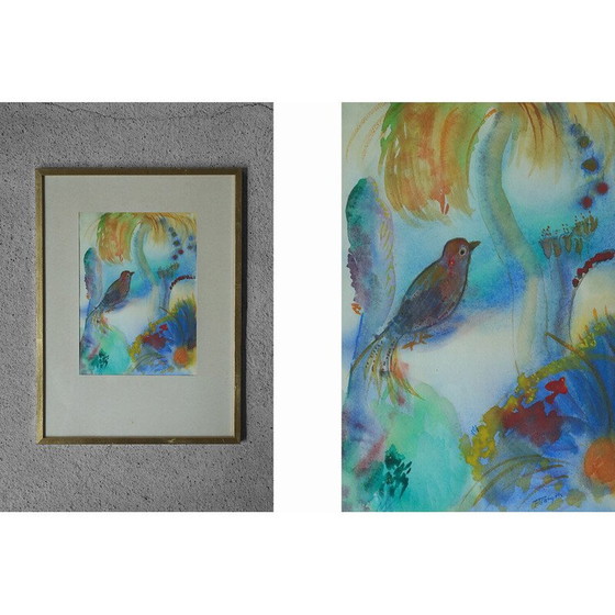 Image 1 of Vintage aquarel door Frideborg Bryth, 1961