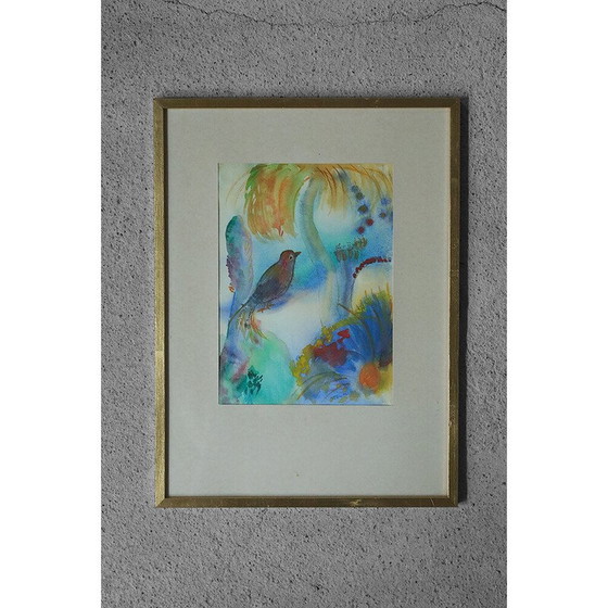 Image 1 of Vintage aquarel door Frideborg Bryth, 1961