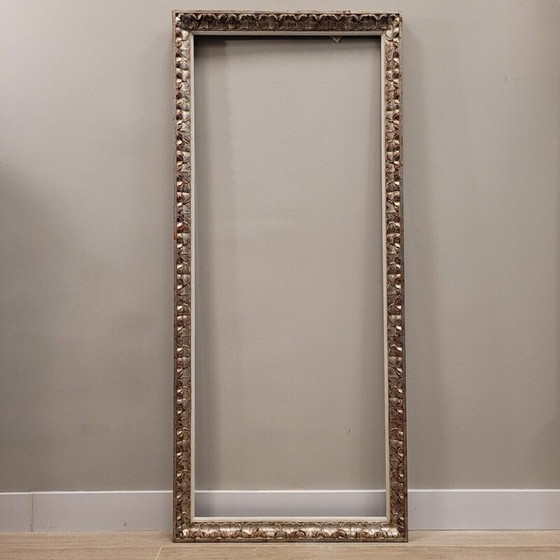 Image 1 of Vintage rechthoekig frame in gesneden en verzilverd hout, Frankrijk 1960