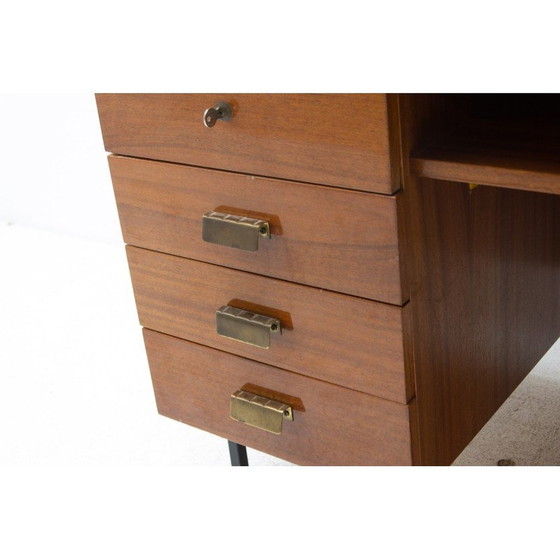 Image 1 of Vintage bureau in beuken, ijzer en kunststof, Tsjecho-Slowakije 1970