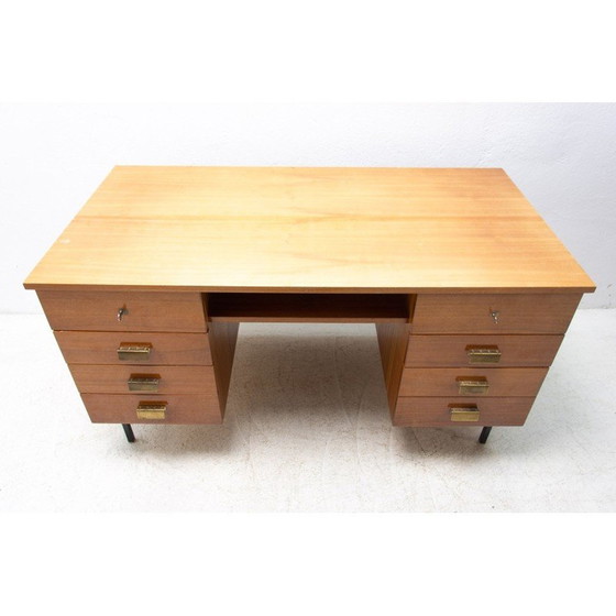 Image 1 of Vintage bureau in beuken, ijzer en kunststof, Tsjecho-Slowakije 1970