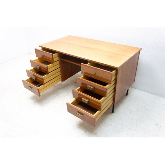 Image 1 of Vintage bureau in beuken, ijzer en kunststof, Tsjecho-Slowakije 1970