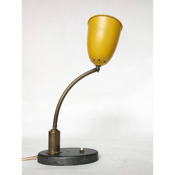 Image 1 of Franse vintage tafellamp in geel, jaren 1950