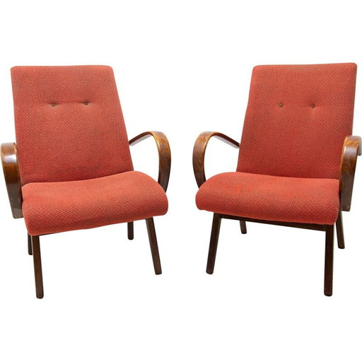 Paar mid century fauteuils van Jaroslav Smidek, Tsjecho-Slowakije 1960