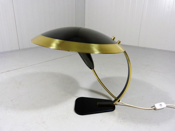 Image 1 of Bureaulamp in messing en glas 1950's