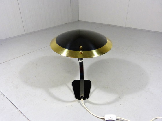 Image 1 of Bureaulamp in messing en glas 1950's