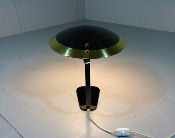 Image 1 of Bureaulamp in messing en glas 1950's