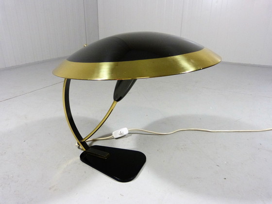 Image 1 of Bureaulamp in messing en glas 1950's