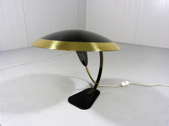 Image 1 of Bureaulamp in messing en glas 1950's