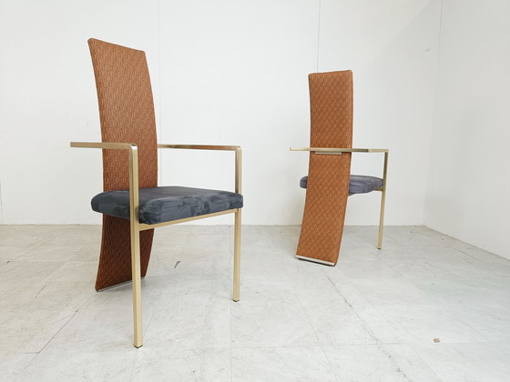 Image 1 of Set van 8 eetkamerstoelen met hoge rugleuning van Belgochrom, jaren 70 