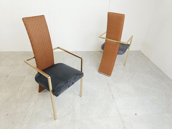 Image 1 of Set van 8 eetkamerstoelen met hoge rugleuning van Belgochrom, jaren 70 