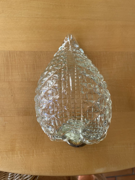 Image 1 of Vintage glas "leaf" wandlampje