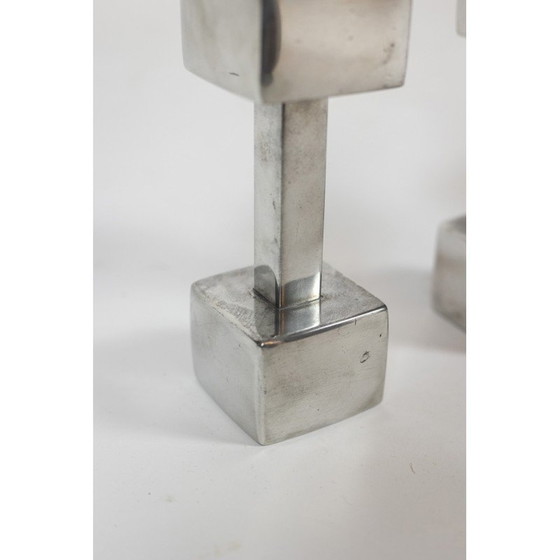 Image 1 of Paar vintage gegoten aluminium kandelaars, Denemarken 1960