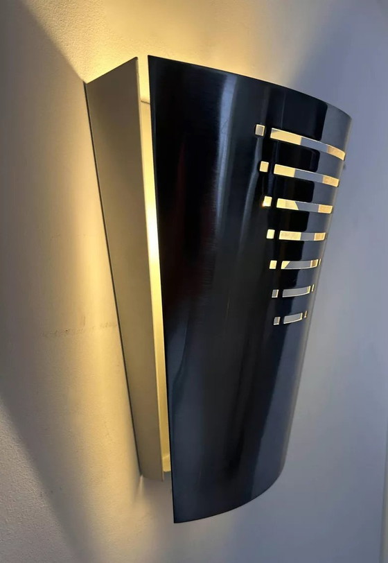 Image 1 of Vintage wandlamp van geborsteld metaal, Duitsland 1980