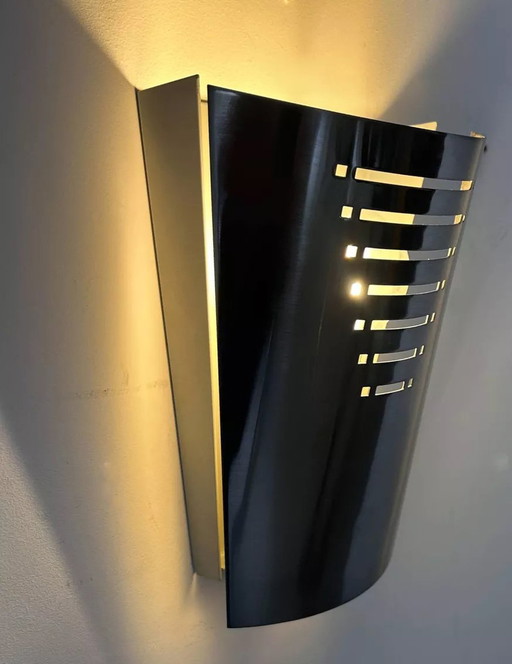 Vintage wandlamp van geborsteld metaal, Duitsland 1980