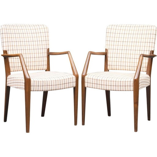 Paar vintage beuken en wollen fauteuils van Peter Hvidt en Orla Mølgaard-Nielsen voor France et Søn, Denemarken 1960