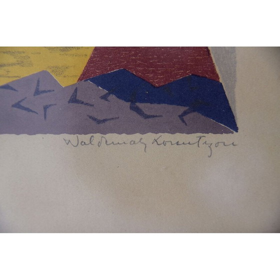 Image 1 of Vintage kleurenlitho Båtparad door Waldemar Lorentzon, 1953