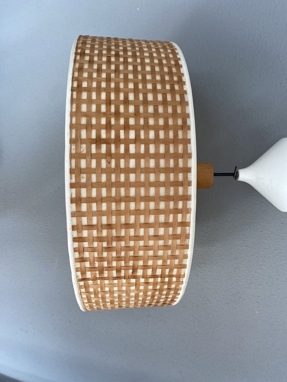 Image 1 of Vintage Deense Hanglamp Rotan Stof