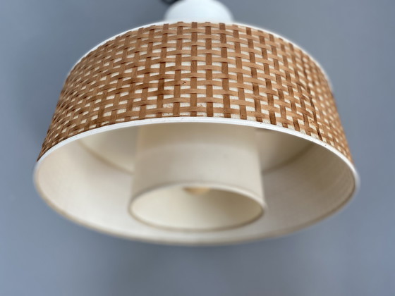 Image 1 of Vintage Deense Hanglamp Rotan Stof
