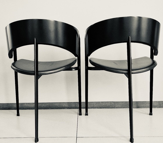 Image 1 of 6x Vintage Dutch Design Postmodern Castelijn Eetkamerstoelen