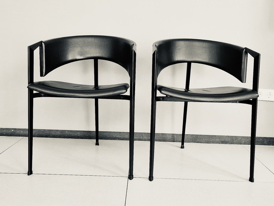 Image 1 of 6x Vintage Dutch Design Postmodern Castelijn Eetkamerstoelen