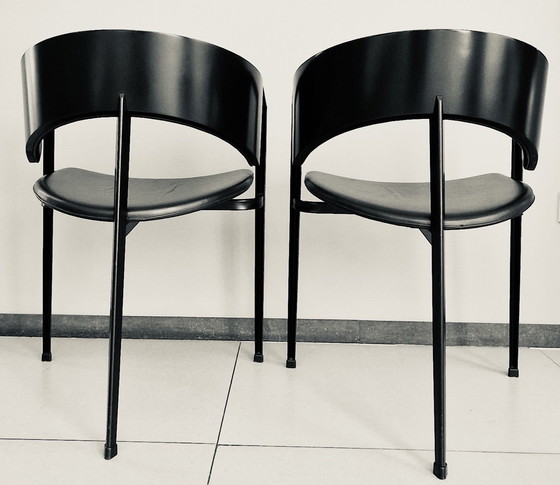 Image 1 of 6x Vintage Dutch Design Postmodern Castelijn Eetkamerstoelen