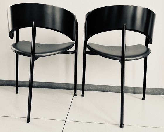 Image 1 of 6x Vintage Dutch Design Postmodern Castelijn Eetkamerstoelen