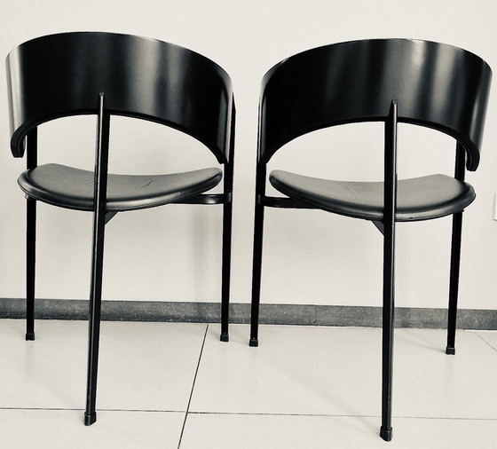 Image 1 of 6x Vintage Dutch Design Postmodern Castelijn Eetkamerstoelen