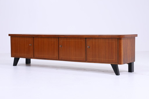 Vintage Lowboard 60s Mid Century Dressoir TV Board Retro Opbergmeubel 70s Bruin Houten Ladekast