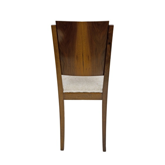 Image 1 of Zes Art Dèco Italiaanse walnoten eetkamerstoelen, jaren 1940