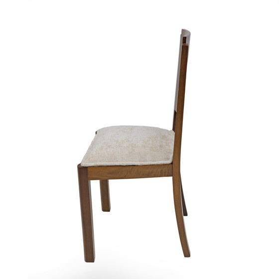 Image 1 of Zes Art Dèco Italiaanse walnoten eetkamerstoelen, jaren 1940