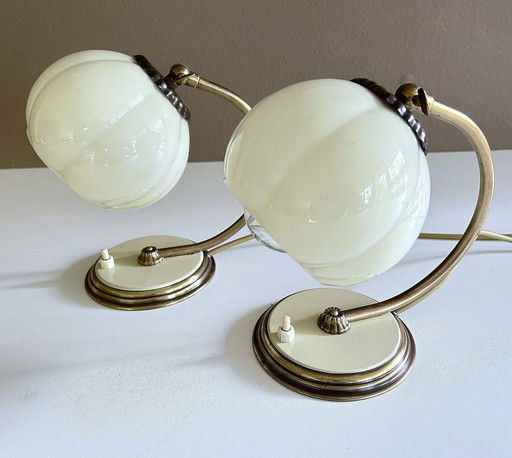 2X Art Deco Bauhaus tafellampen