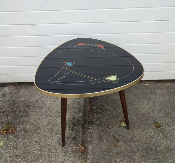 Image 1 of Grote Mid Century Tripod plantentafel met glas top