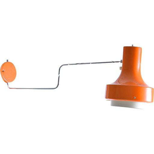 Vintage oranje metalen en roestvrij stalen wandlamp van Josef Hurka voor Napako, 1960