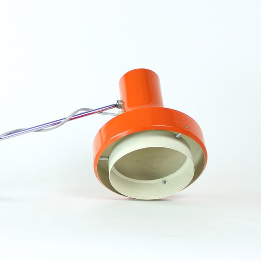 Vintage oranje metalen en roestvrij stalen wandlamp van Josef Hurka voor Napako, 1960
