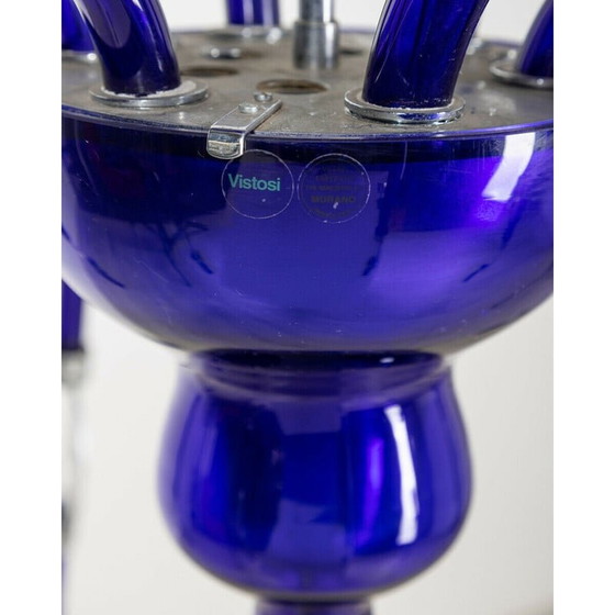 Image 1 of Vintage kroonluchter in blauw Murano glas van Vistosi, jaren 1980