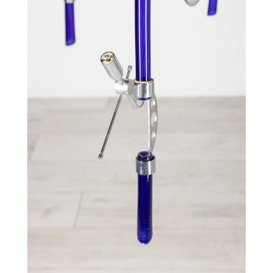 Image 1 of Vintage kroonluchter in blauw Murano glas van Vistosi, jaren 1980