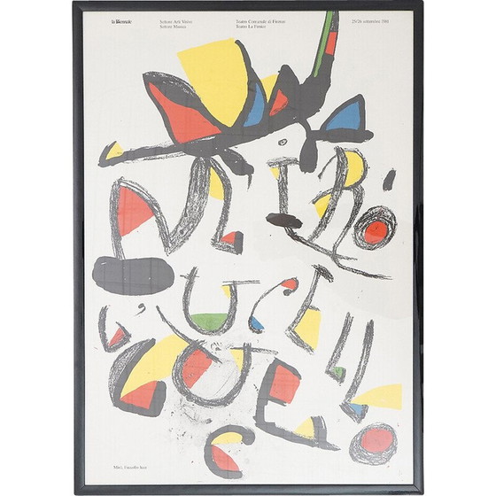 Image 1 of Vintage schilderij "L'uccello luce" van Joan Mirò voor de Biënnale van Venetië, Italië 1981